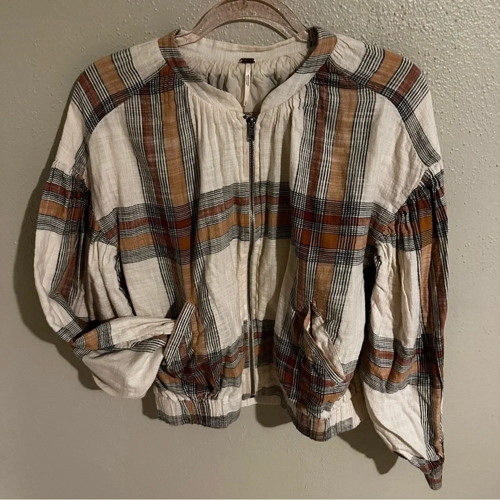 Free People Mattie Plaid Bomber Jacket